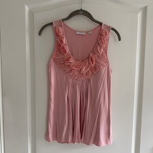 New York & Company Soft Pink Ruffle Tank Top